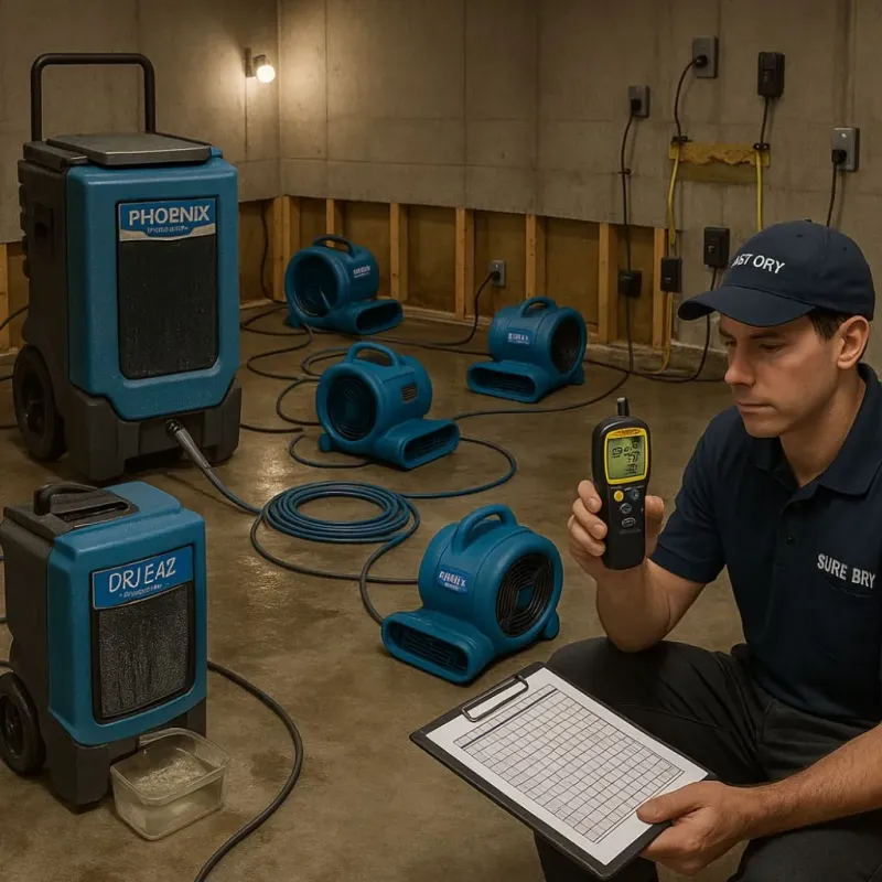 Structural Drying and Dehumidification process in Cudahy, CA